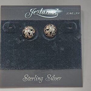 NWT Vintage Jezlaine Sterling Silver Filigree Button Stud Earrings